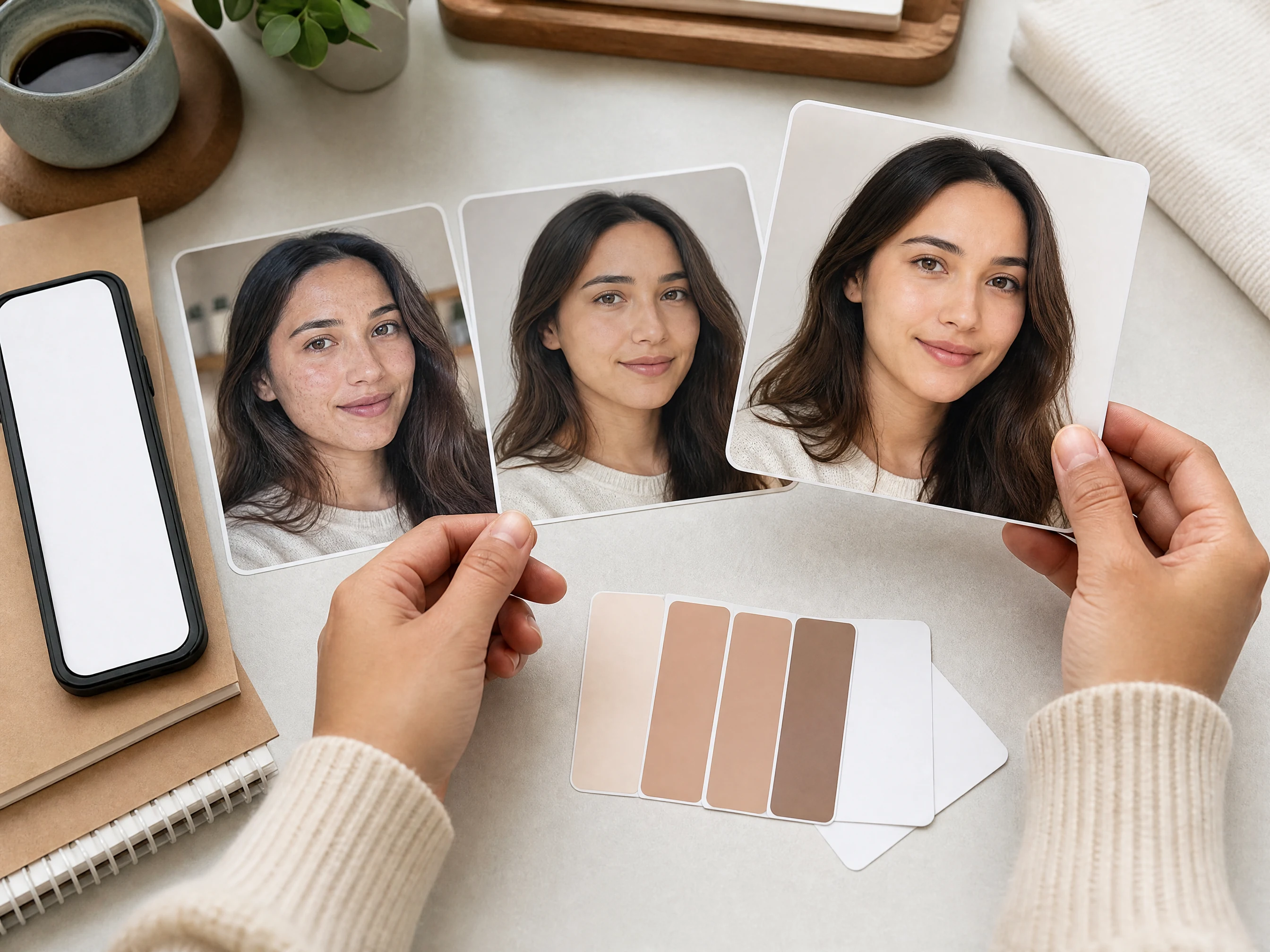 Deutsch prompt examples for acne dark spots freckles and subtle skin polish