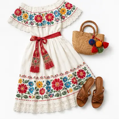Mexican Embroidered Dress