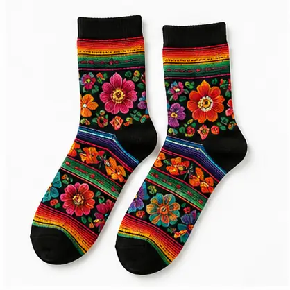 Mexican Folk Pattern Socks