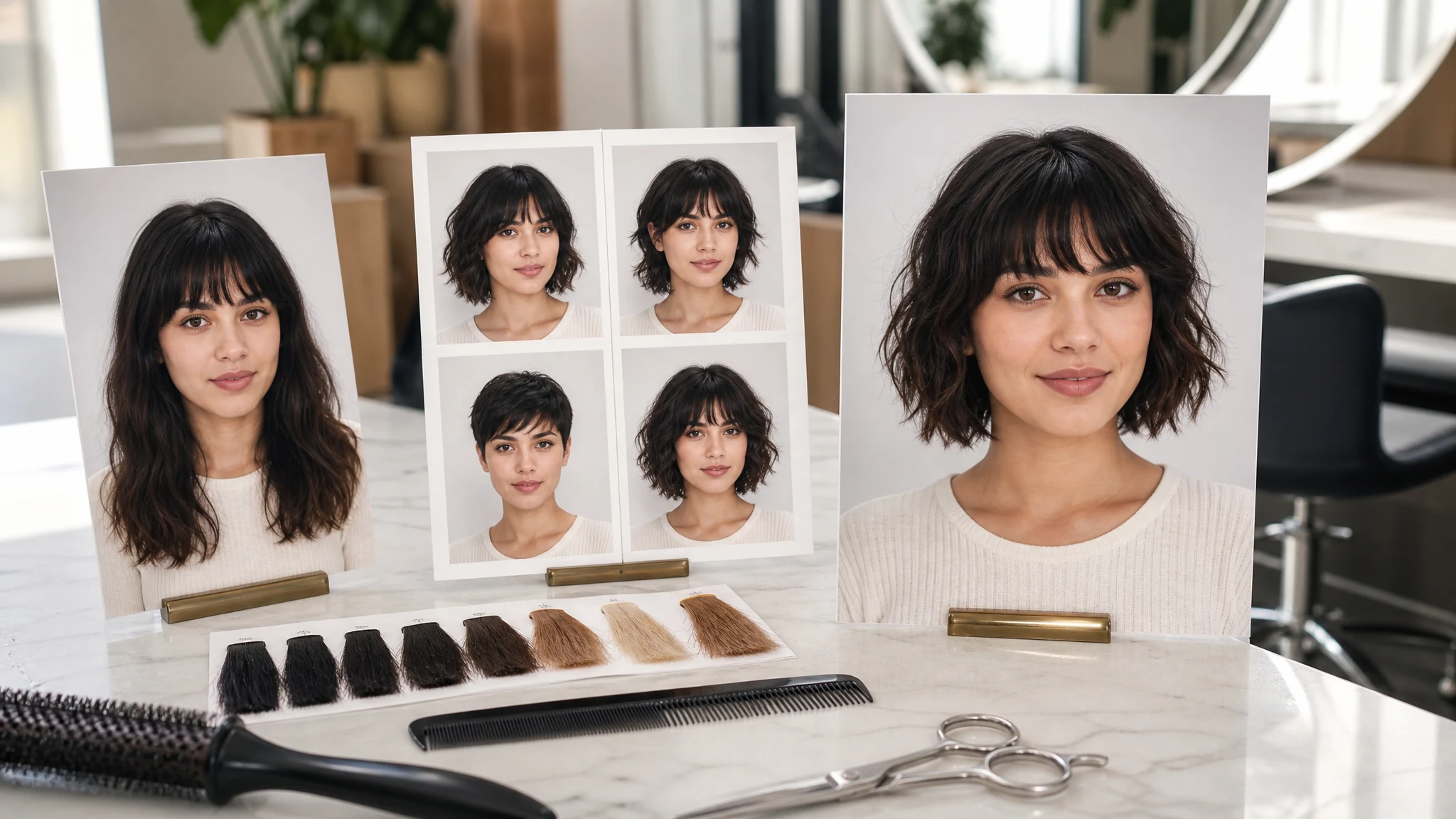 AI Hairstyle Changer zeigt realistische Frisurenprobe vor dem Salonbesuch