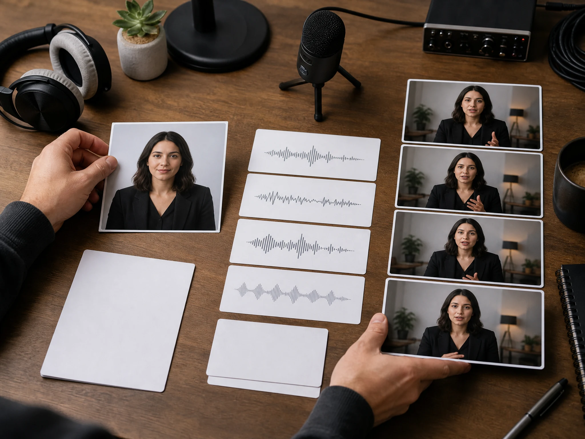 Portrait, script, and voice workflow for a short video avatar draft