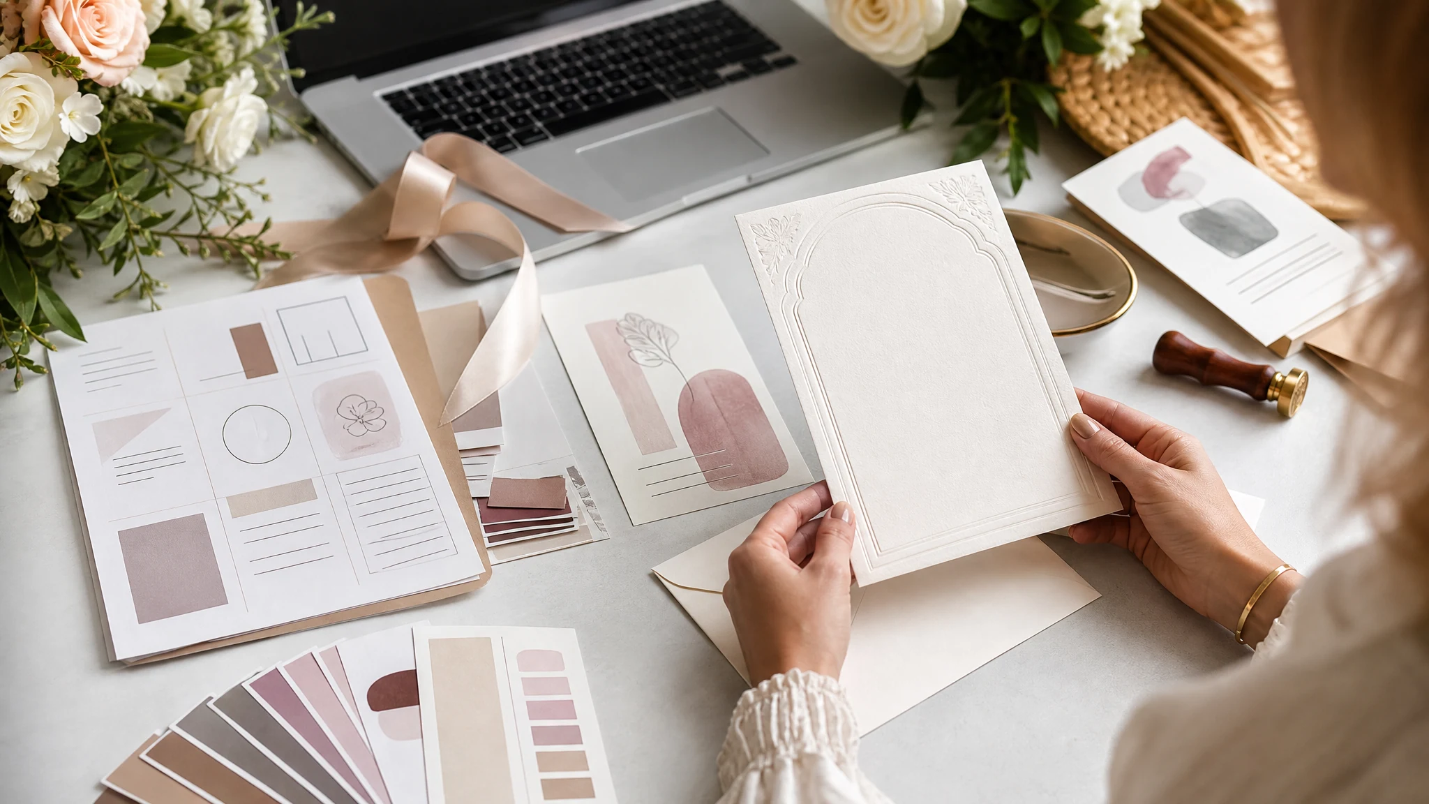 AI wedding card maker preview showing structured invitation fields and a finished card result