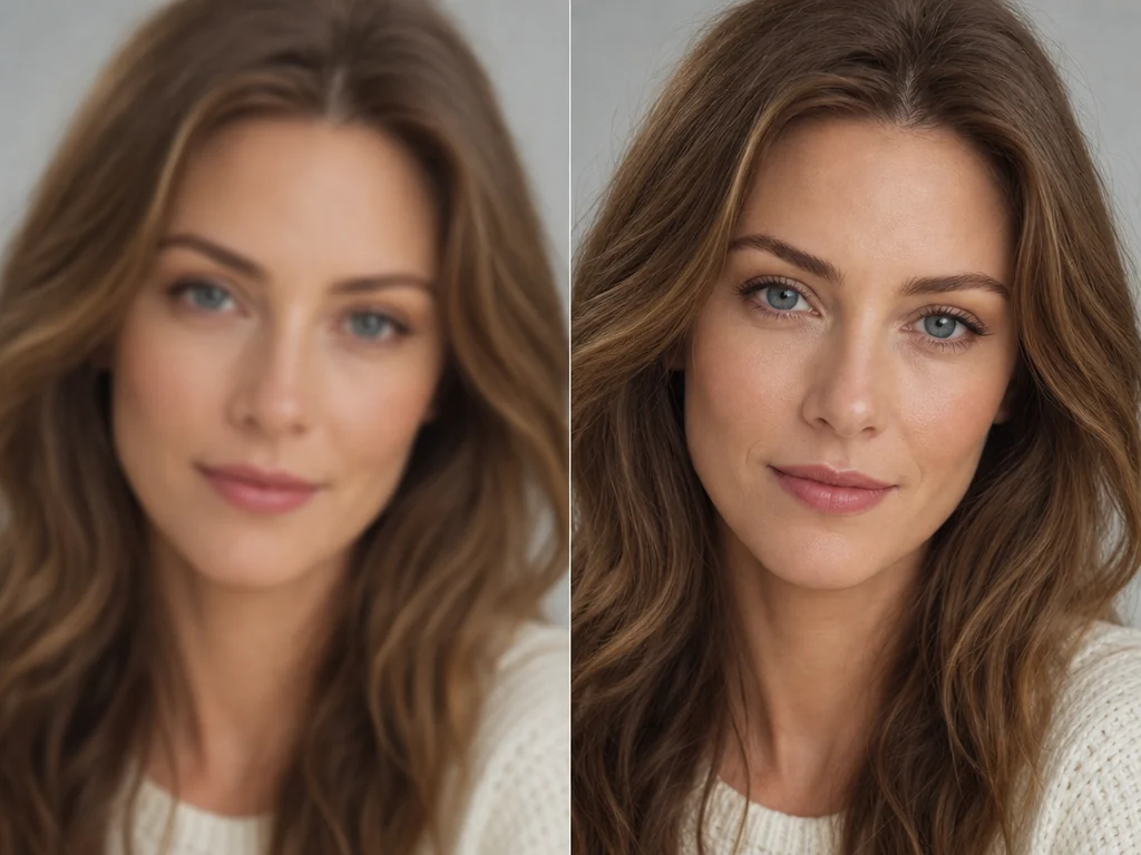 Photo enhancer source and clearer result preview
