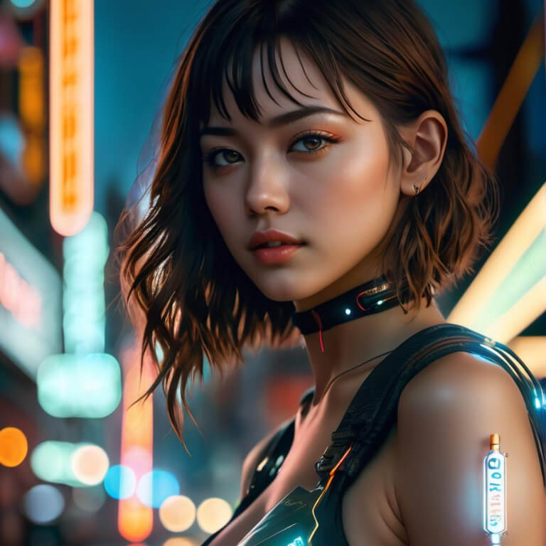 Cyberpunk girl’s face